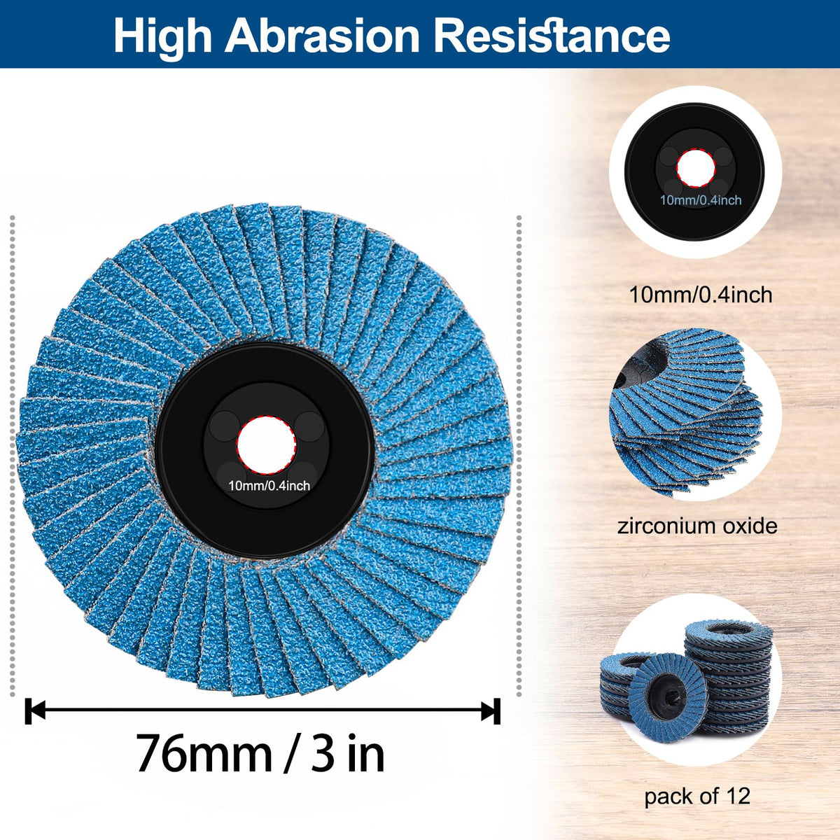 MOGRQAP 3 inch Flap Discs 12 Pack, 60 Grit for Cordless Angle Grinder