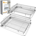 Air Fryer Basket Oven - 2 Set Large Air Fryer Basket and Tray Stainless Steel Oven Air Fryer Rack Pan Accessories for
