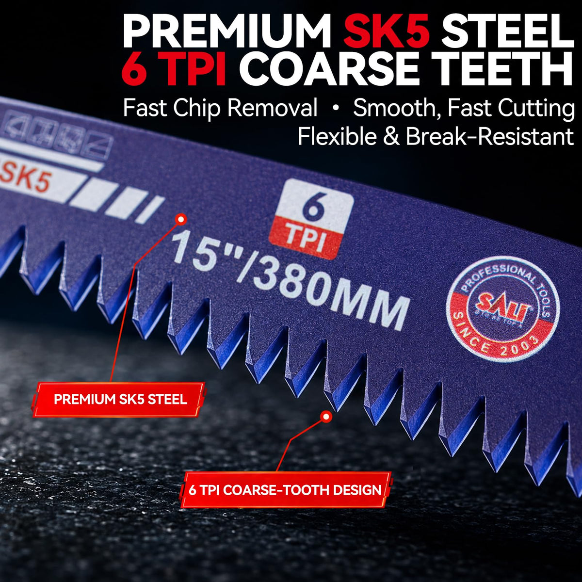 SALI Arc Edge Reciprocating Saw Blades, 15 Inch, 6 TPI Pruning, 10 Pack