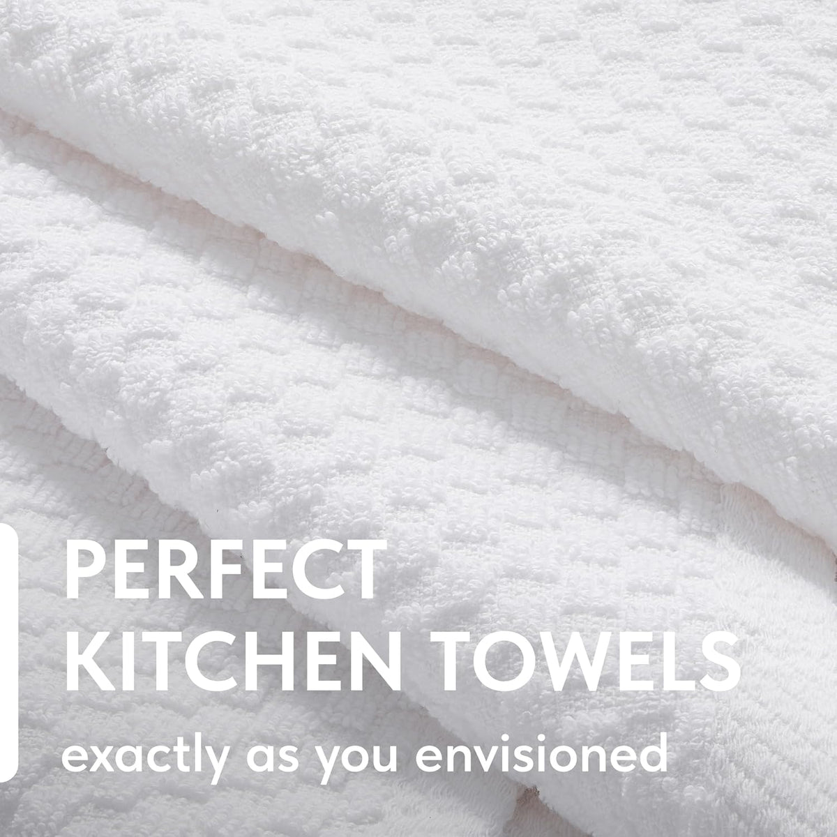 Super Absorbent Kitchen Towels 12 Pack - Premium 100% Cotton Kitchen Towels, 450GSM Thick Machine Washable White Dish