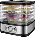 Food Dehydrator, 5 Trays, 240W Dryer for Jerky, Fruit & Veggies | BPA-Free Trays | 95-158℉ Temp | 72H Timer | 360°