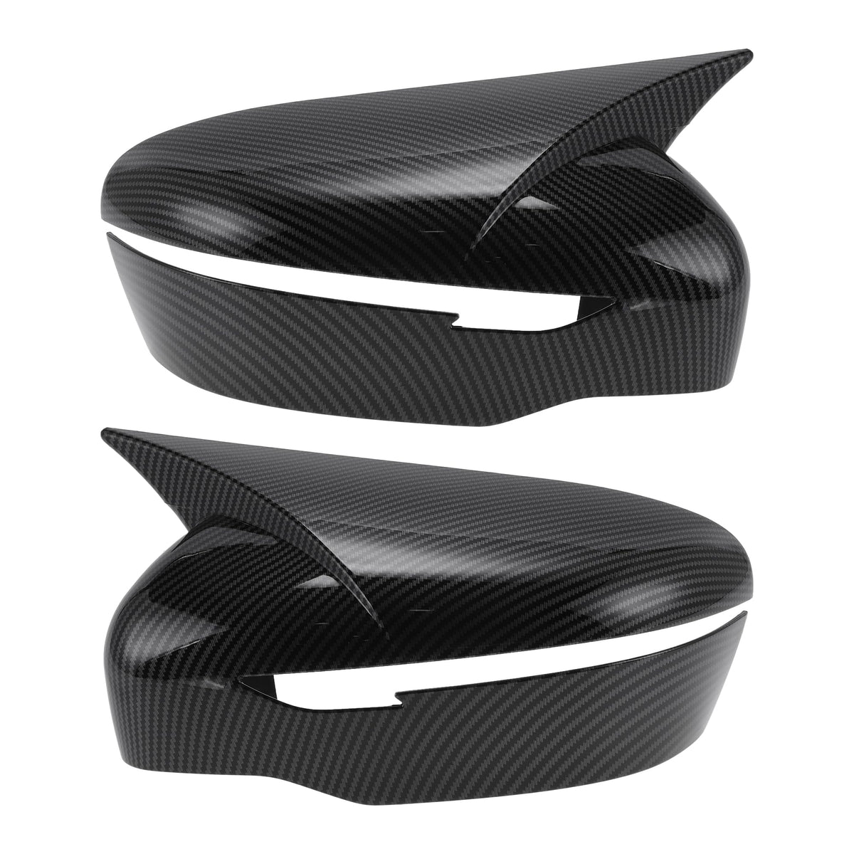 Motoforti 1 Pair ABS Mirror Cover Cap Black for Nissan Rogue 2014-2020 Ox Horn with Turn Signal Hole Side Mirror Cover
