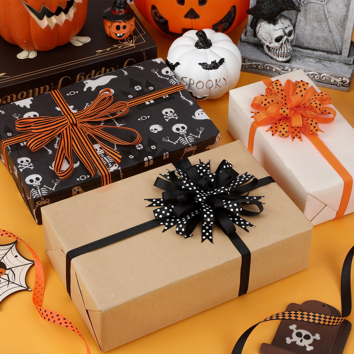 6 Rolls 60 Yards Halloween Ribbon for Gift Wrapping Party Decor