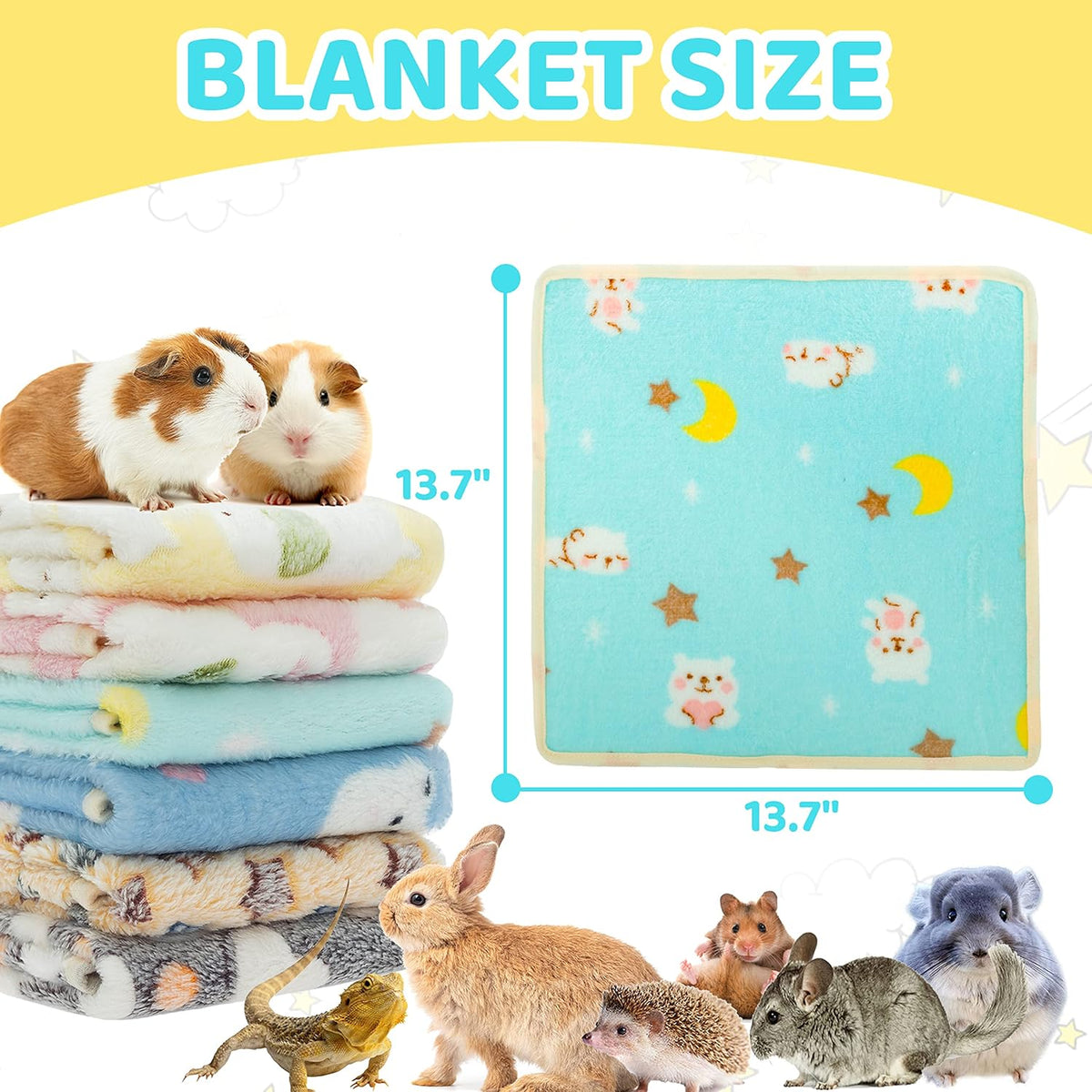 Guinea Pig Bedding Mat 6 Pack, Soft Fleece Small Pet Blankets