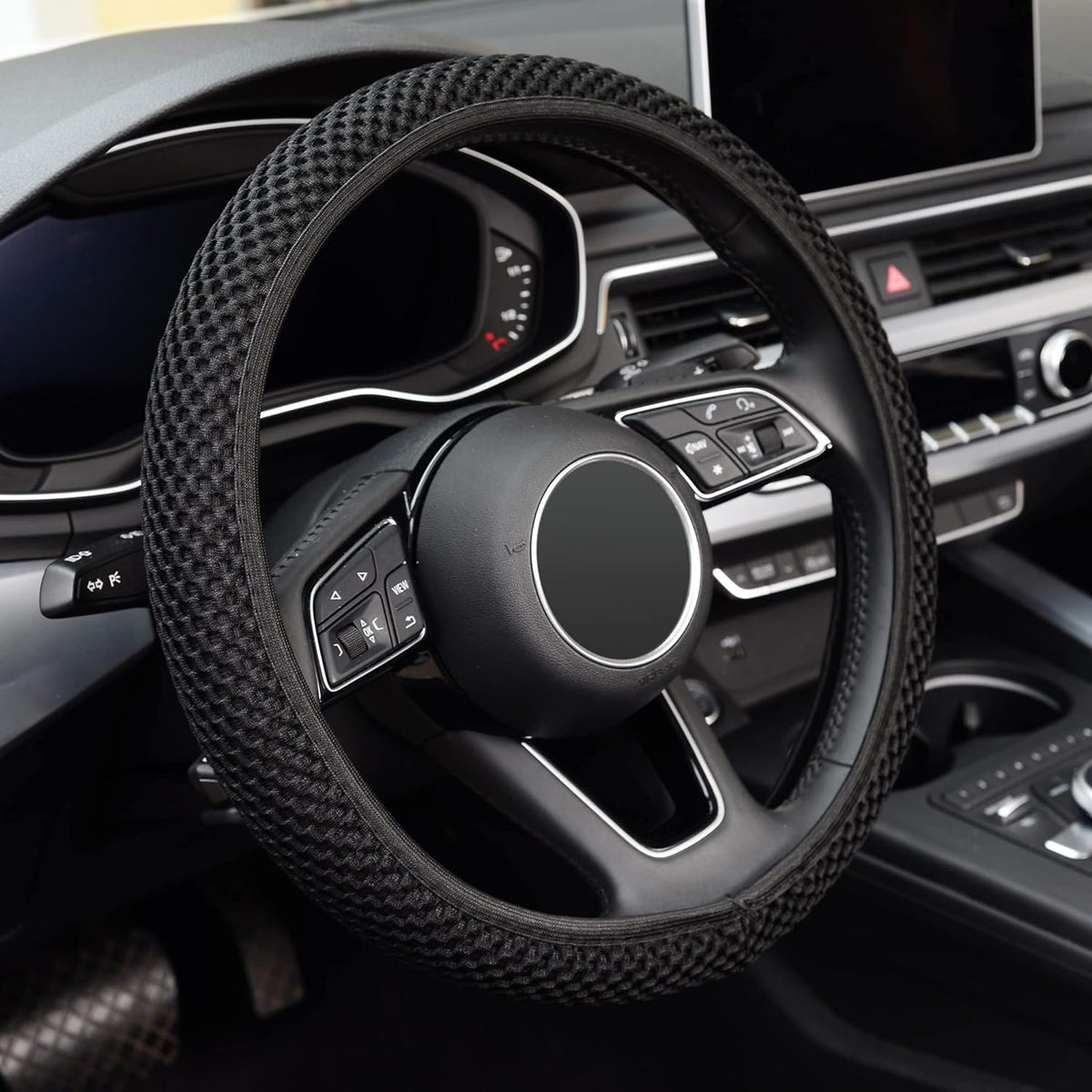 Elastic Stretch Steering Wheel Cover,Warm in Winter and Cool in Summer, Universal 15 inch, Microfiber Breathable Ice