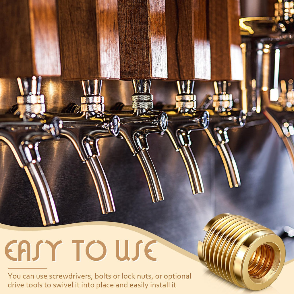 LEIFIDE 20 Pcs 20 Pcs Brass Threaded Inserts 3/8-16 Wood Tap Handle 0.625''