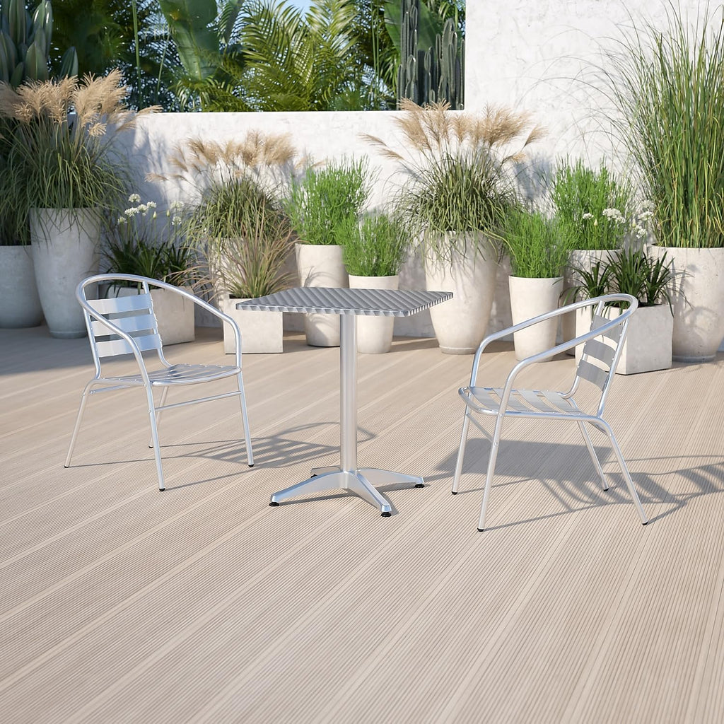 23.5 in Aluminum Indoor/Outdoor Square Table with Base