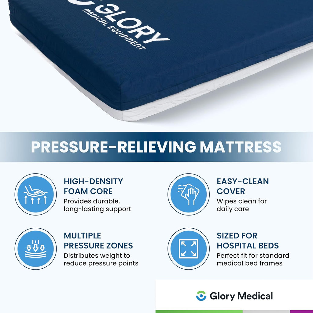 GloryMEQ Point A Tech PAM‑3SE Semi‑Electric Hospital Bed – 3‑Function Adjustable Home‑Care Bed with Bedside Controls