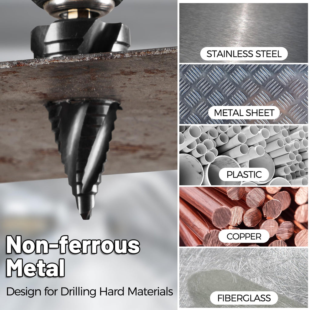 IRONANT M35 4 Spiral Flutes Large Step Drill Bit for Metal 1-3/8" Unibit