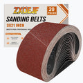 ZXOEJF 3 x 21 Inch Sanding Belts, 20 Pcs 180 Grits Sander Paper