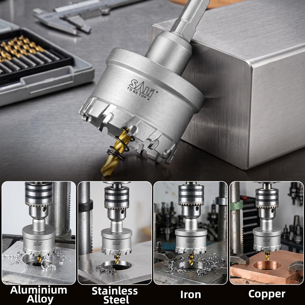 SALI 1-11/16" (43mm) TCT Hole Saw Kit Tungsten Carbide Tipped Hole Saw Drill Bit with Titanium-Plated Pilot Drill bit for Metal, Stainless Steel, Iron, Wood, Plastic
