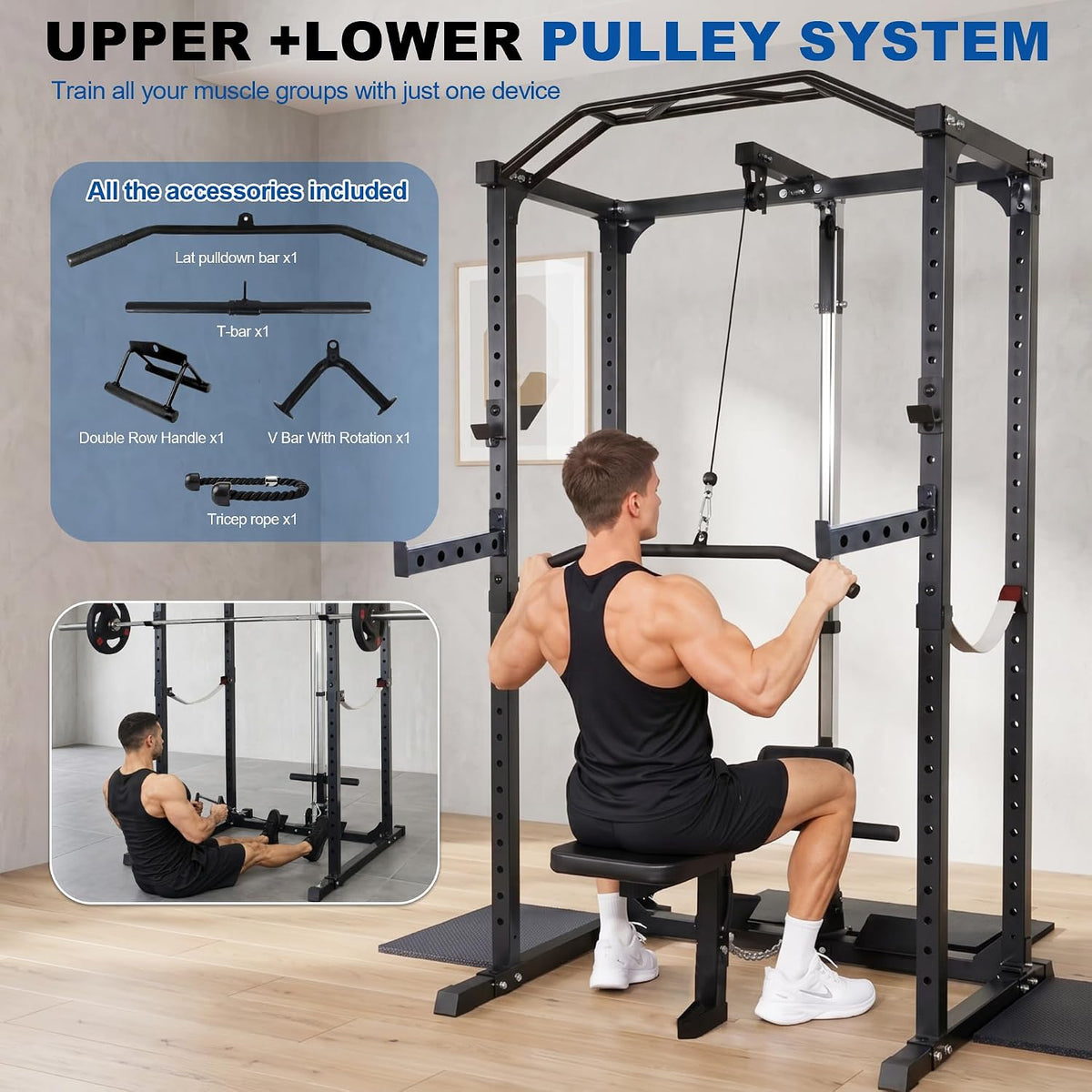 Multifunction Heavy-Duty Power Cage Squat Rack, Home Gym,Multiple Sizes and Colors Available