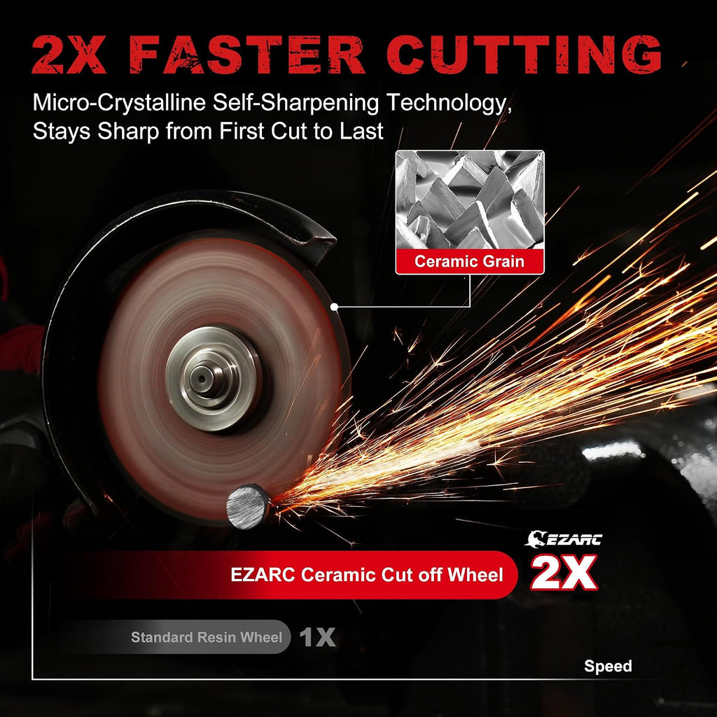 EZARC 4.5" Ceramic Cut-Off Wheels for Stainless Steel & Metal, 25-Pack
