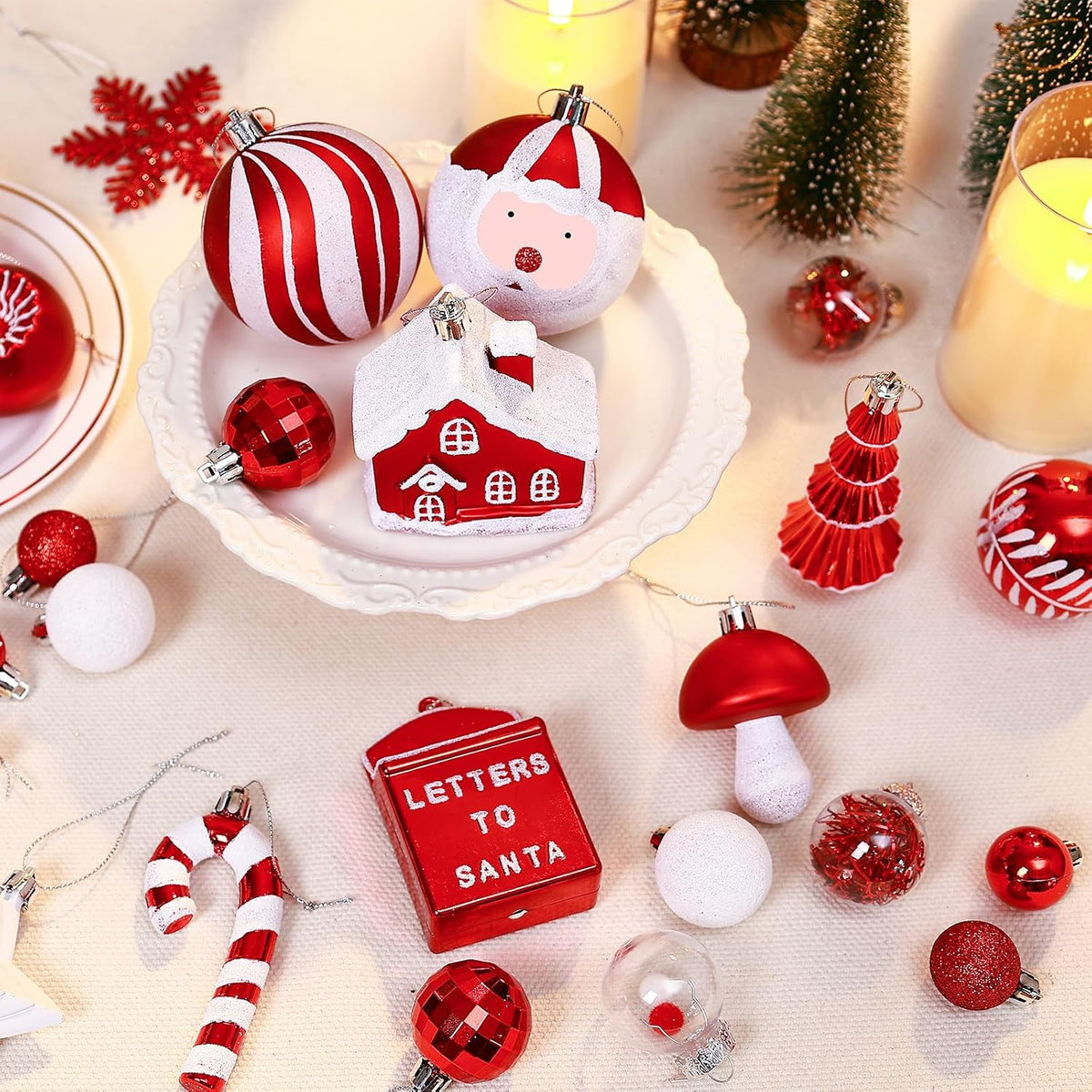 80ct Christmas Balls Ornaments Set, Shatterproof Plastic Colorful Xmas Decorative, Baubles for Tree Decorations with