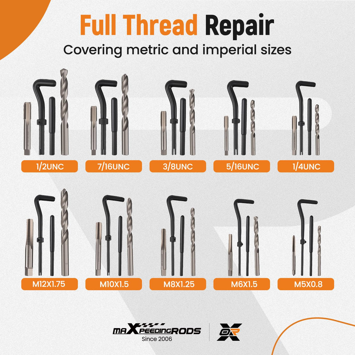 maXpeedingrods 338PC HSS Helicoil Thread Repair Kit for SAE & Metric Sizes