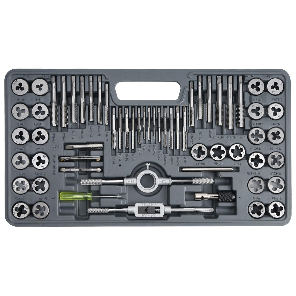 Anfrere 60pcs SAE & Metric Tap and Die Set, Essential Repair Tool Kit