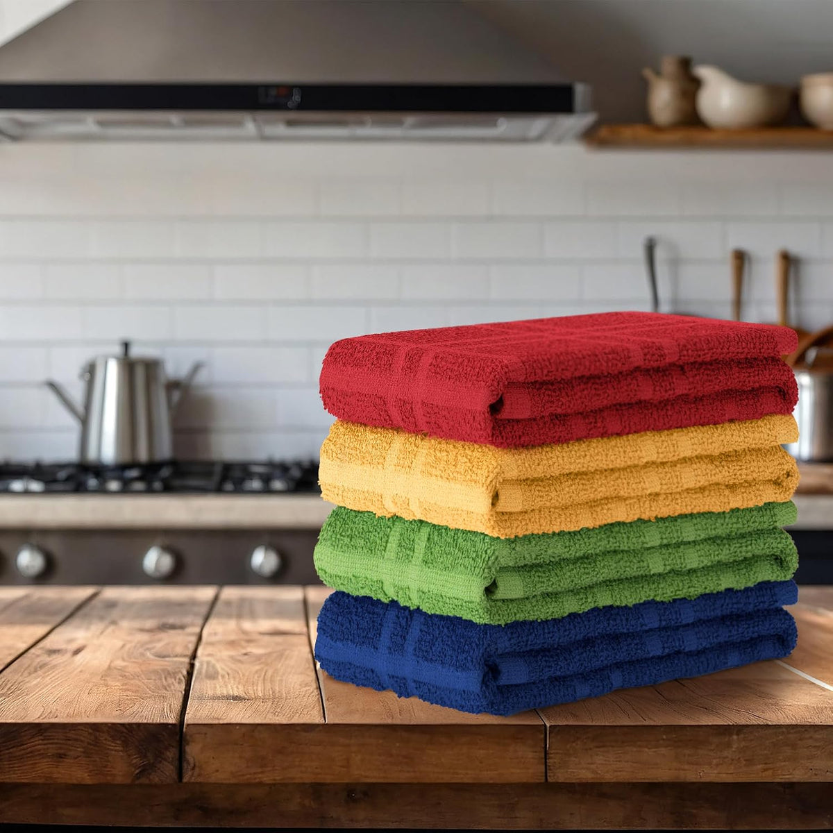 Large Kitchen Towels, 100% Cotton, Plaid Rags, 15 x 25, Assorted