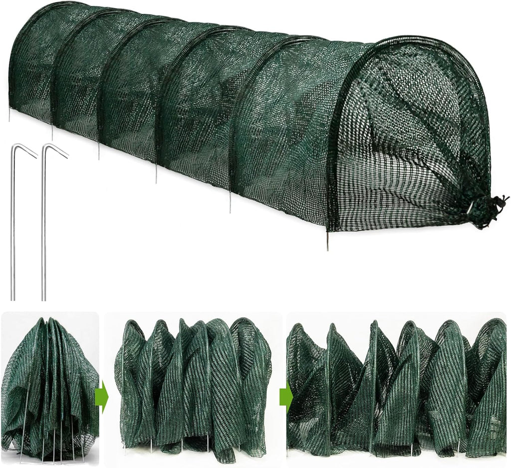 2 in 1 Portable Greenhouse Protection from Sun Heat,Garden Tunnel Shade Net Cover with Quick-Release Technology,Row
