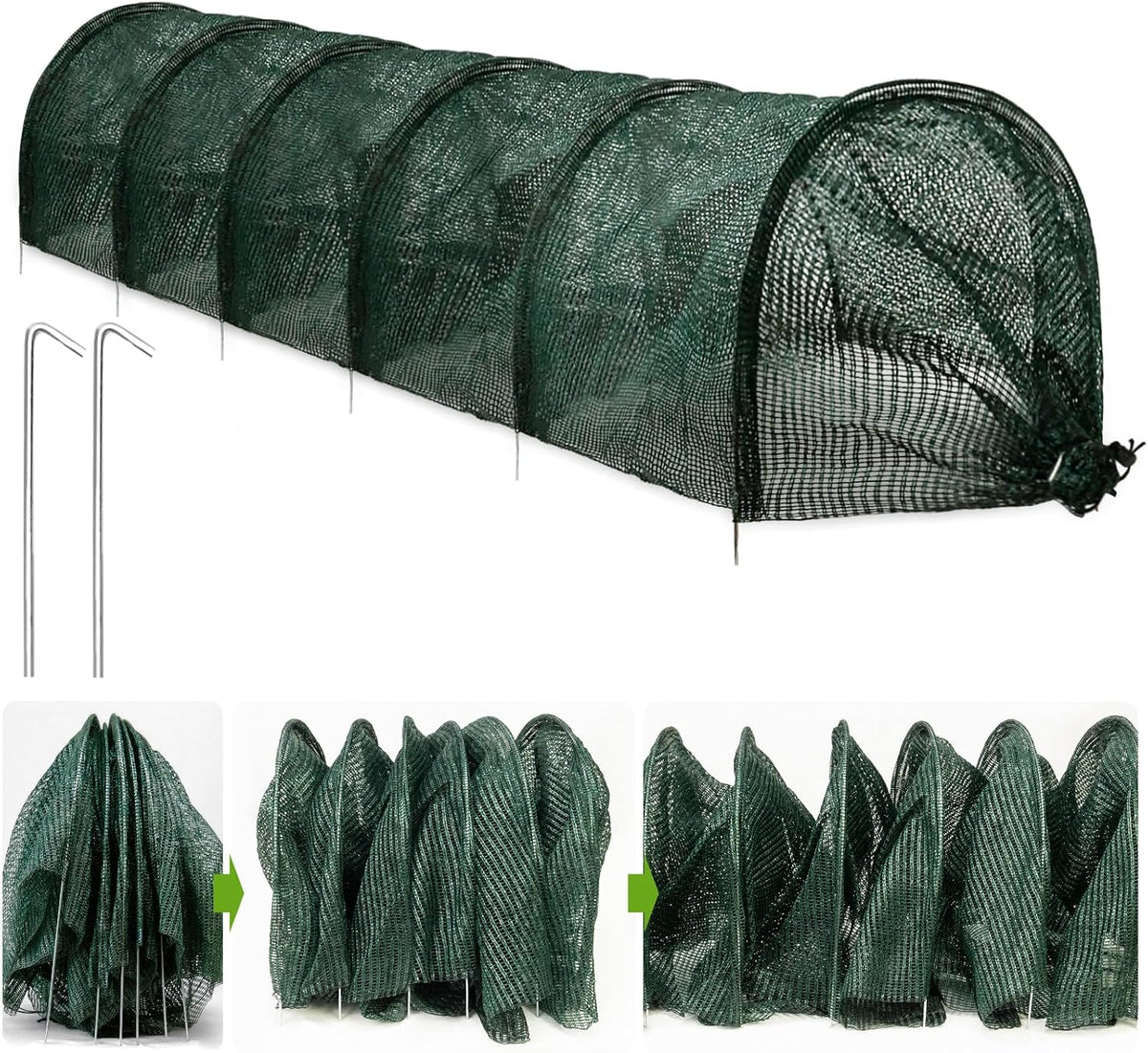 2 in 1 Portable Greenhouse Protection from Sun Heat,Garden Tunnel Shade Net Cover with Quick-Release Technology,Row