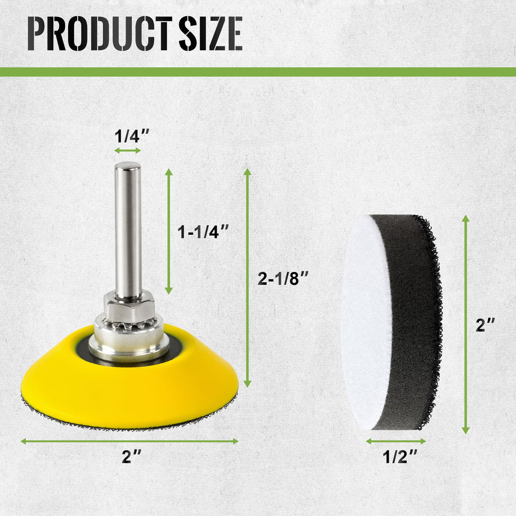 SANDPROX 2 Inch Hook and Loop Sanding Pad for Sanding Discs with 1/4 Inch Shank and Soft Foam Layer Buffering Pad, Sander Attachment for Drill, 5 Pack