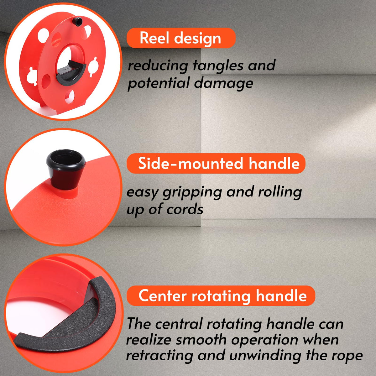 Homeon Wheels 100 ft Extension Cord Storage Reel, Impact-Resistant