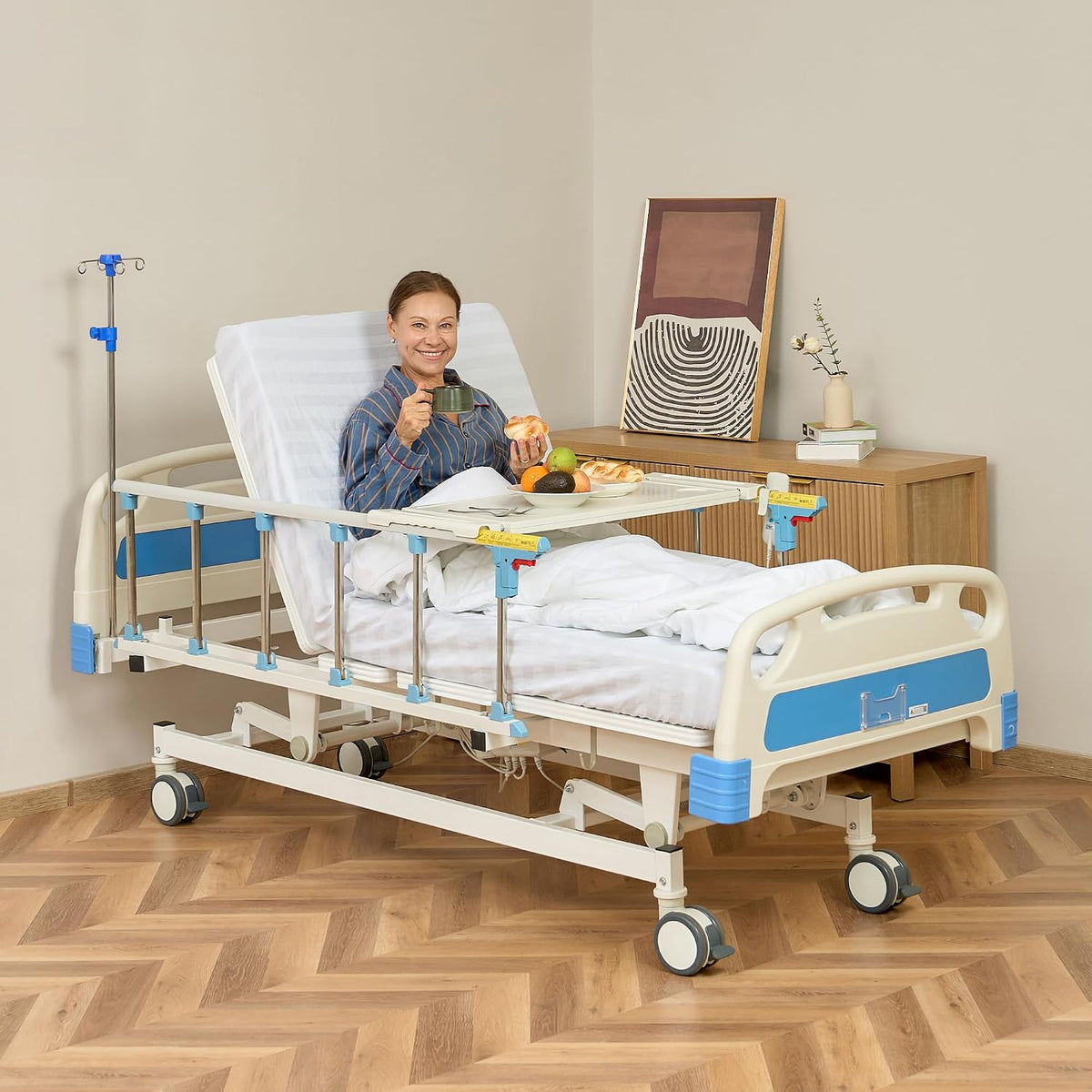 Premium 3 Function Full Electric Hospital Bed with Mattress