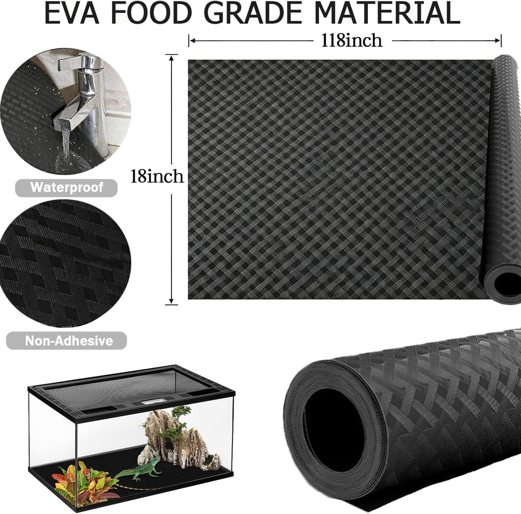 118" Non-Adhesive Reptile Tank Carpet for Bearded Dragon, Black