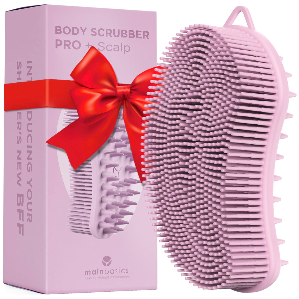 Silicone Body Scrubber Dual-Sided, Pink, Scalp