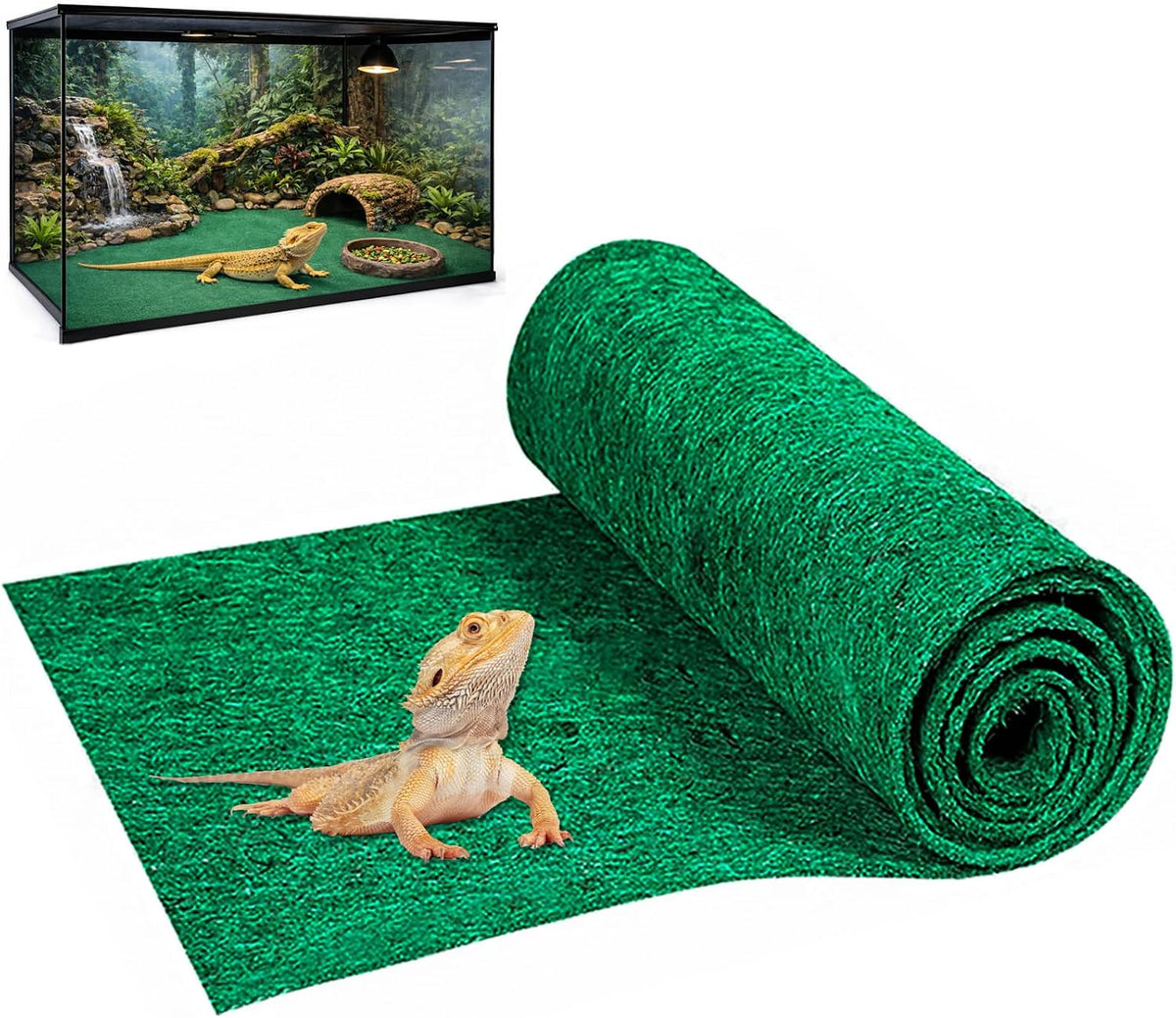 47" x 24" Large Reptile Carpet Terrarium Liner Bedding Reptile Substrate Mat Tank Accessories for Bearded Dragon