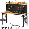 60in Adjustable Workbench with Pegboard & Wheels 1600lb Load