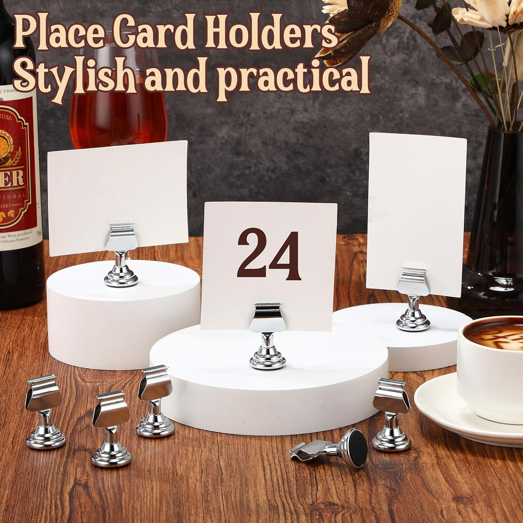 24 Pcs Wedding Table Number Holders Metal Silver Place Card Holder