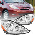Nilight Headlight Assembly Compatible with 2006 2007 2008 2009 2010 Toyota Sienna Chrome Housing Amber Reflector Clear Lens Headlights Replacement Driver and Passenger Side