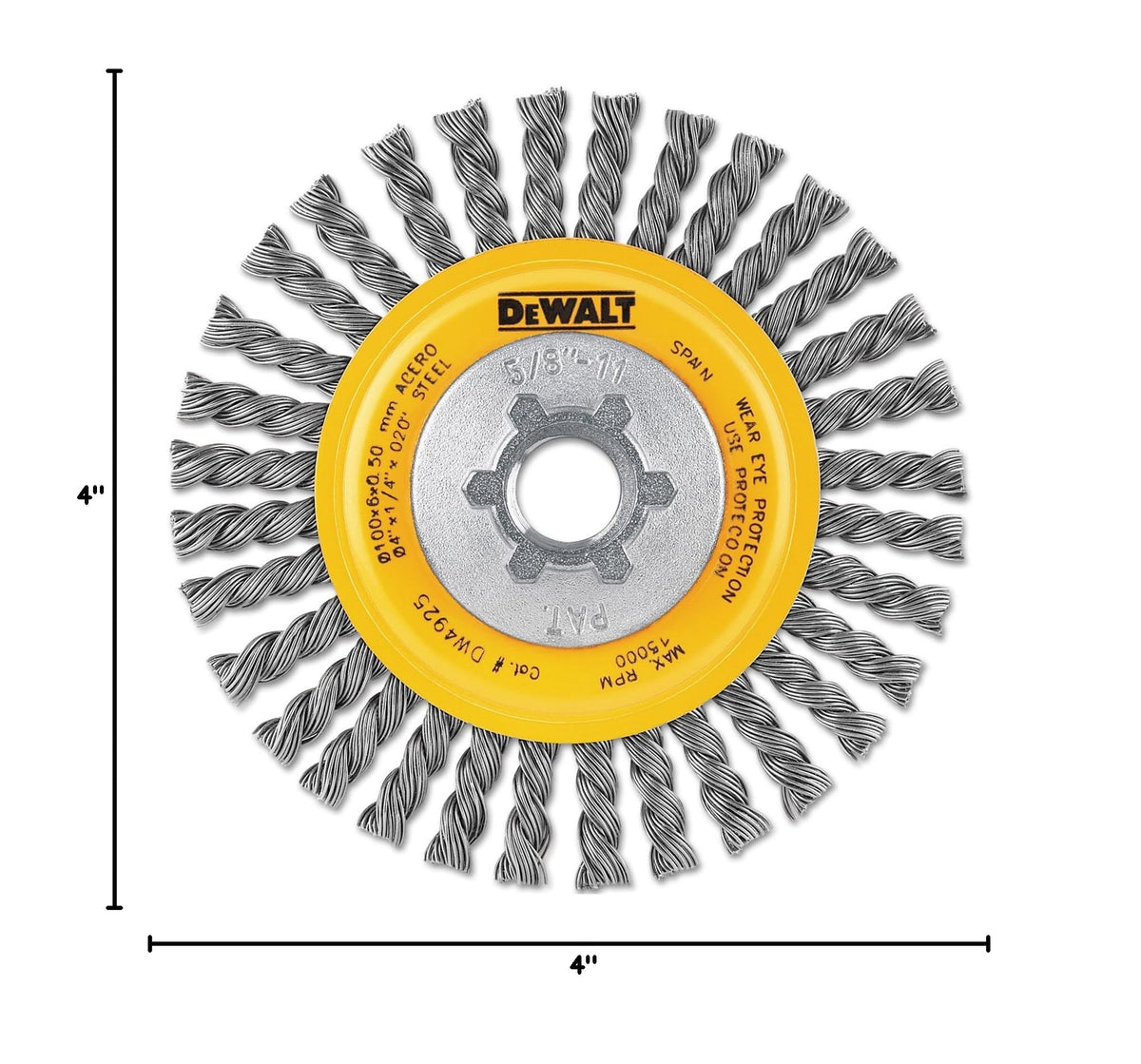 DEWALT DW4925B 4-Inch by 5/8-Inch-11 HP .020 Carbon Stringer Wire Wheel