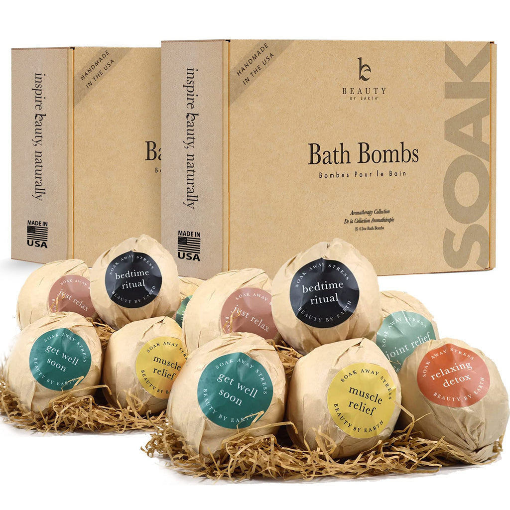Bath Bombs Gift Set, USA Made with Organic & Natural Ingredients