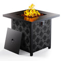 Propane Fire Pits 28″ Outdoor Gas Fire Pit, 50,000 BTU Square Fire Pit Table with Lava Rocks, 2-in-1 Fire Table with