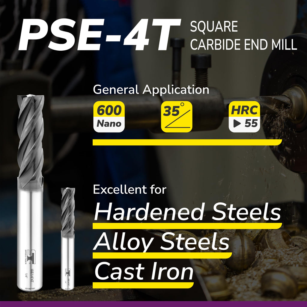 SPEED TIGER Micrograin Carbide Square End Mill - 4 Flute - 6mm 50L (5 Pieces, 6mm) - for Milling Alloy Steels, Hardened Steel, Metal & More – Mill Bits Sets for DIYers & Professionals