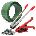 Heavy Duty Packing Strapping Tensioner Kit 150 Metal Seals, 5/8" x 0.031" x 820ft Polyester PET Strapping, Pallet