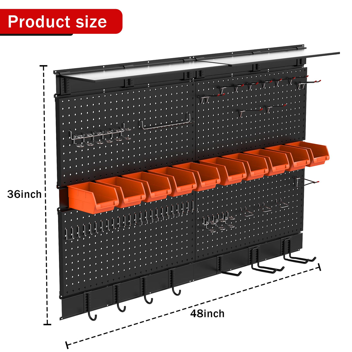 Pegboard Wall Organizer, 48 X 36 inch Garage Storage Pegboard