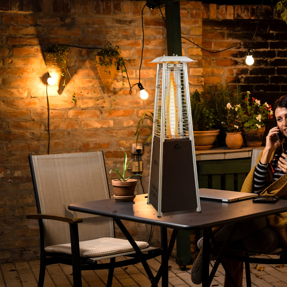 34" Pyramid Tabetop Propane Patio Heater, Bronze