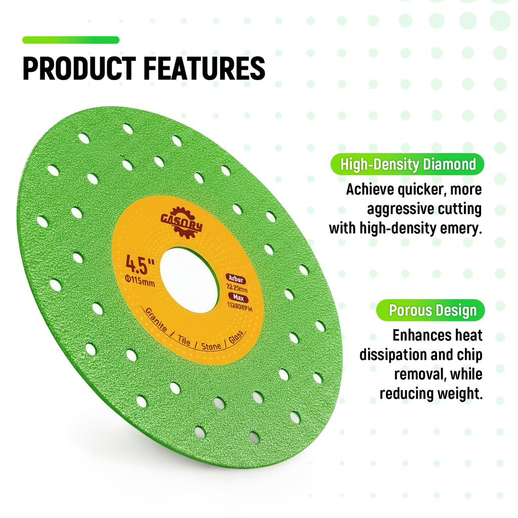 Gasoray 4.5-Inch Diamond Grinding and Tile Cutting Discs, 5-Pack