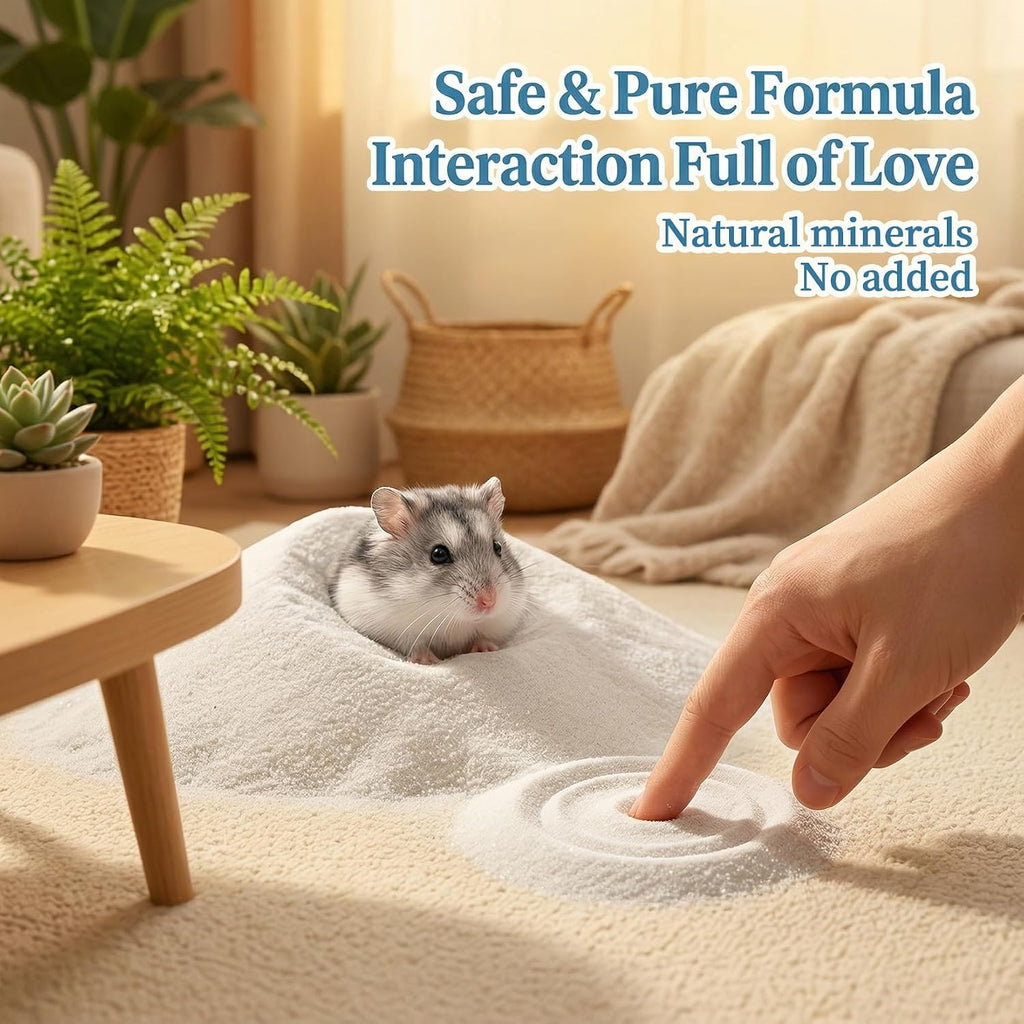 47OZ Hamster Sand Bath - White Fine Silica Sand, Hamster Soft Cleaning
