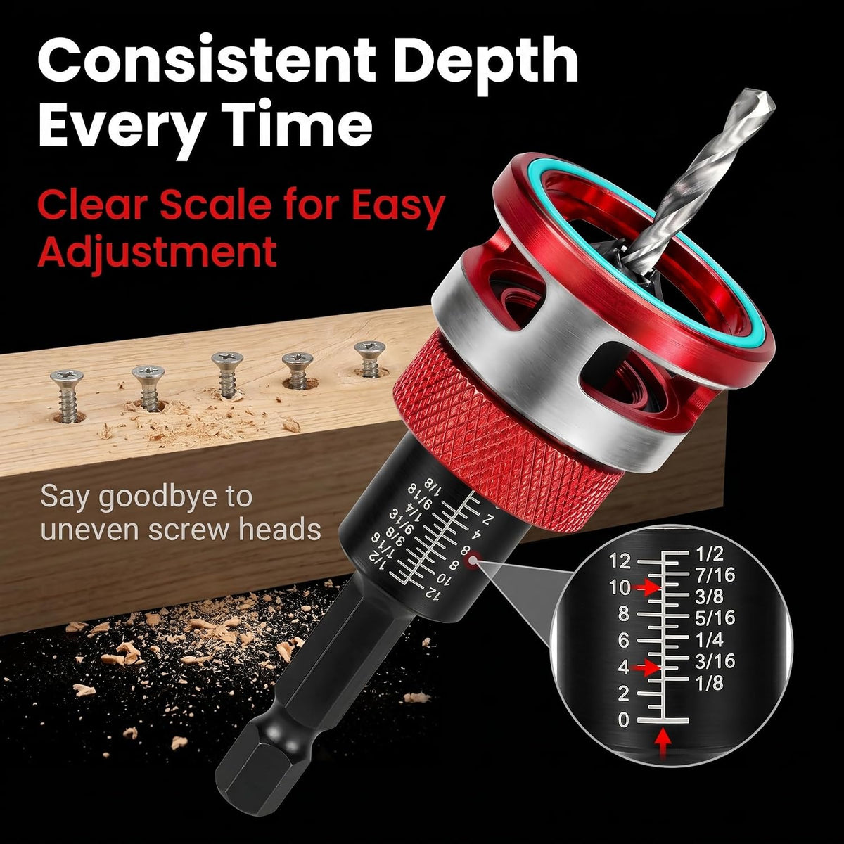 Countersink Drill Bit Set for Woodworking, 7-Piece