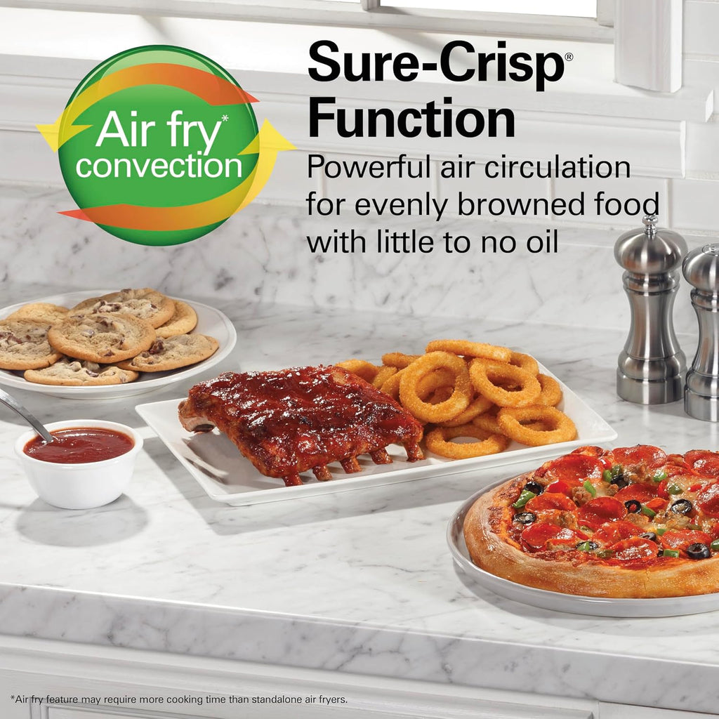 Sure-Crisp Air Fryer Toaster Oven, 6 Slice Capacity, Stainless Steel Front Panel, R31418 (Renewed)