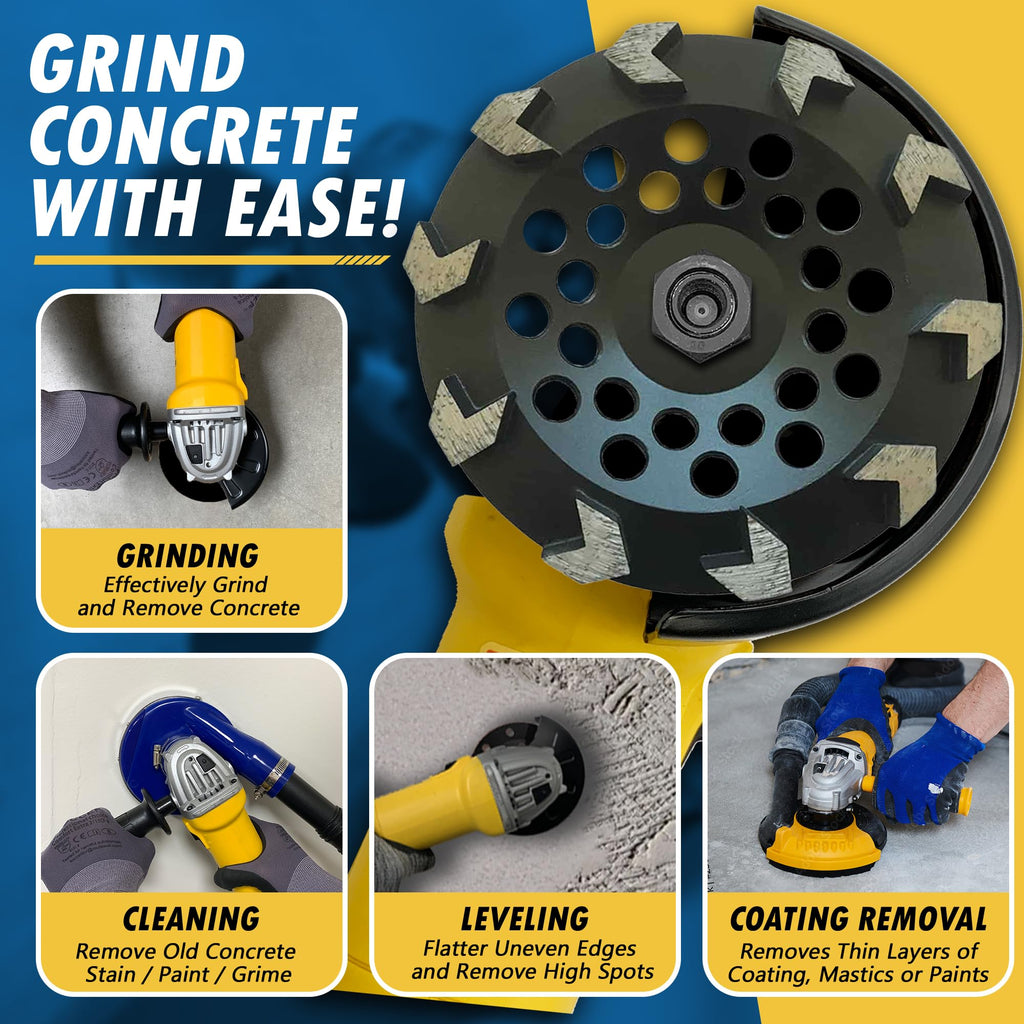 7" Diamond Grinding Wheel 10 Arrow Seg for Concrete & Coating 7/8"-5/8"