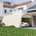 12' x 23.6' Heavy Duty Carport Portable Garage UPF50+ Beige | Car Canopy Tent, Galvanized Frame, Large Roll-Up Door