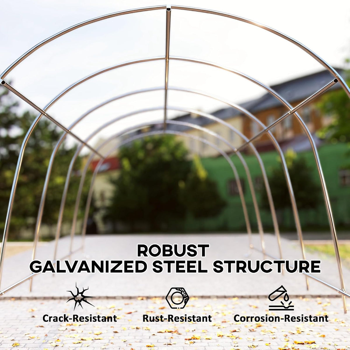 12' x 23.6' Heavy Duty Carport Portable Garage UPF50+ Beige | Car Canopy Tent, Galvanized Frame, Large Roll-Up Door