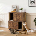 Double Cat Litter Box Enclosure, Hidden Litter Box Furniture Cabinet, 2 Tier Cat Washroom Bench, Decorative Cat House