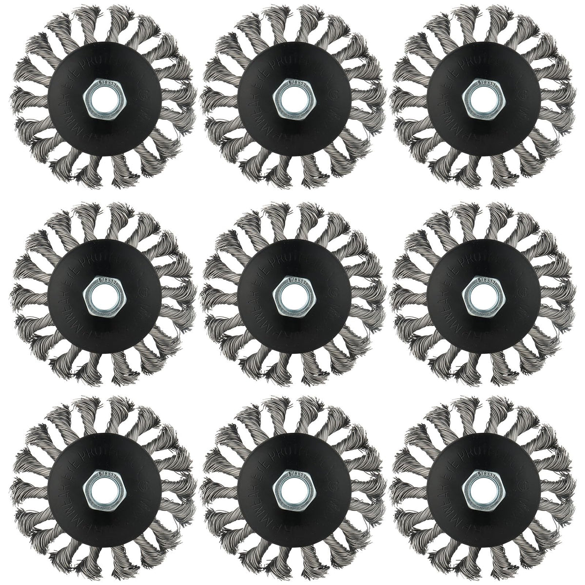 9 Pack 4 Inch Wire Wheel for 4 1/2 Angle Grinder, with 5/8" Thread Arbor
