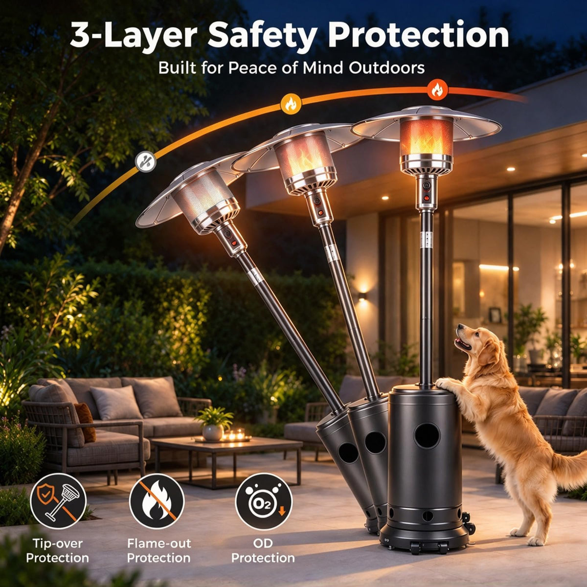 50,000 BTU Patio Heater, Propane Heater for Outdoor Use