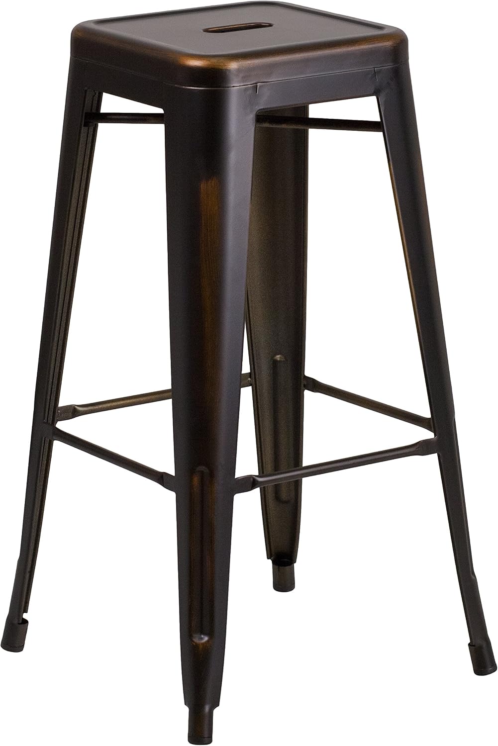 Commercial Grade 30" H Backless Distressed Copper Metal Indoor-Outdoor Barstool
